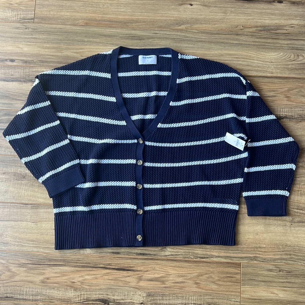 NWT Old Navy cardigan - navy & white stripes - XL
